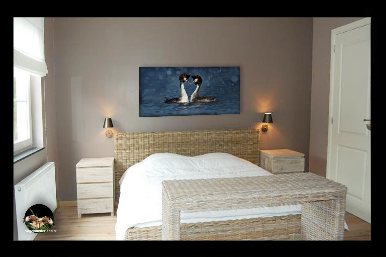 Wanddecoratie Romantisch fuutpaar op slaapkamer